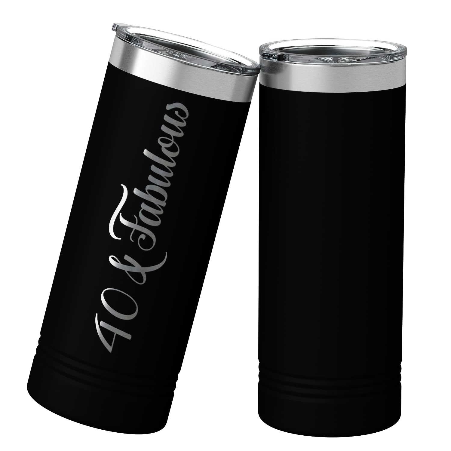 40 & Fabulous 22 Oz Skinny Tumbler 40Th Birthday Gifts For Women On Black Decorations Funny Present Vacuum Insulated Cup With St