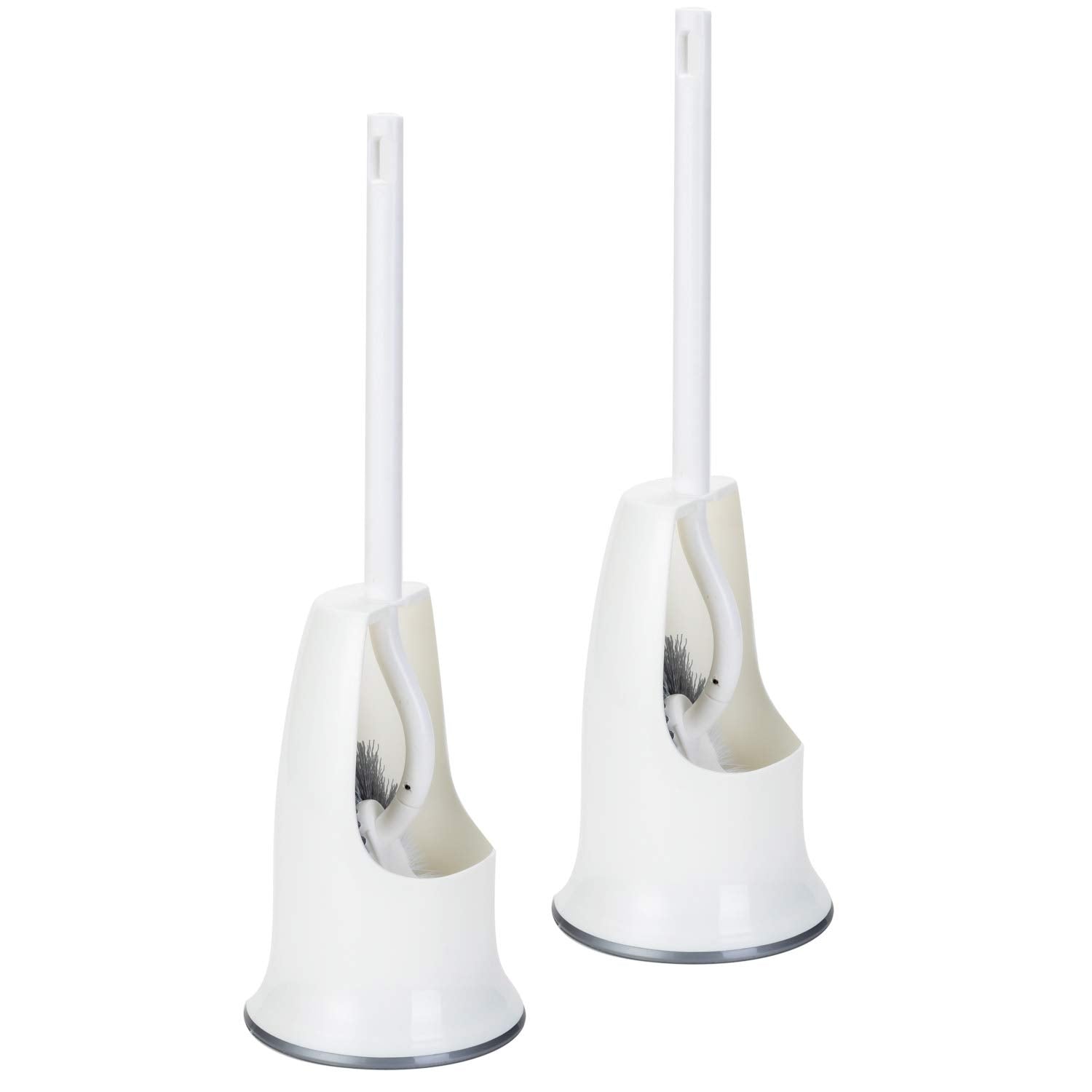 Ryhiac 2 Pack Curved Toilet Bowl Brush with Holder for Bathroom, Compact Toilet Brush Durable Under The Rim Household Deep Clean