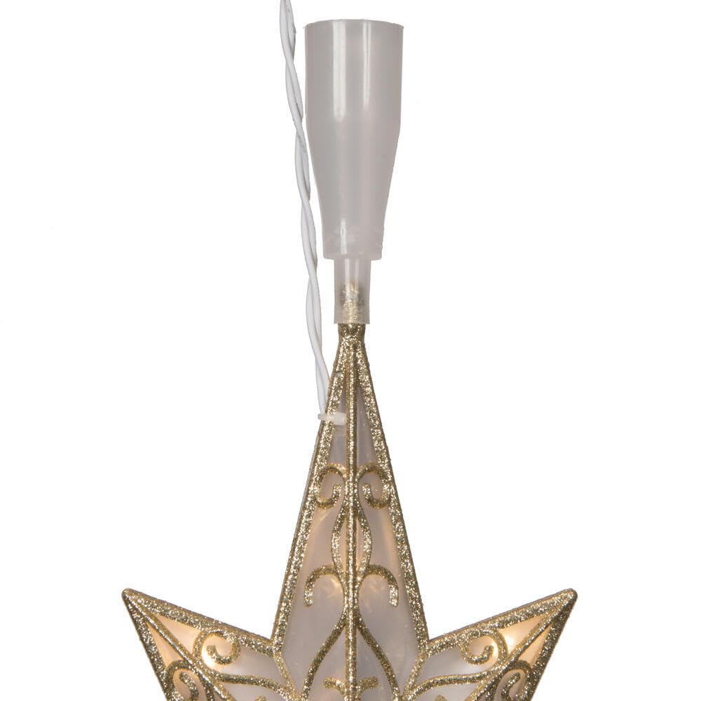 Vickerman 10 Light x 14.5 LED Gold 8 Point Bethlehem Star Tree Top, Warm White LED Mini Lights.