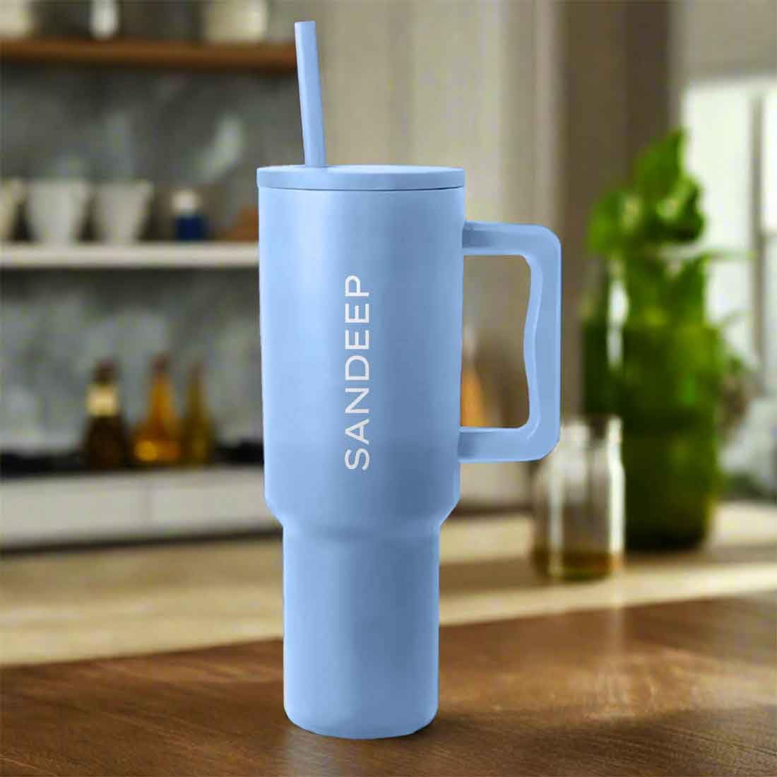Nutcase Personalised Travel Tumbler With Lid And Straw  1200Ml Stainless Steel Vacuum Mugs