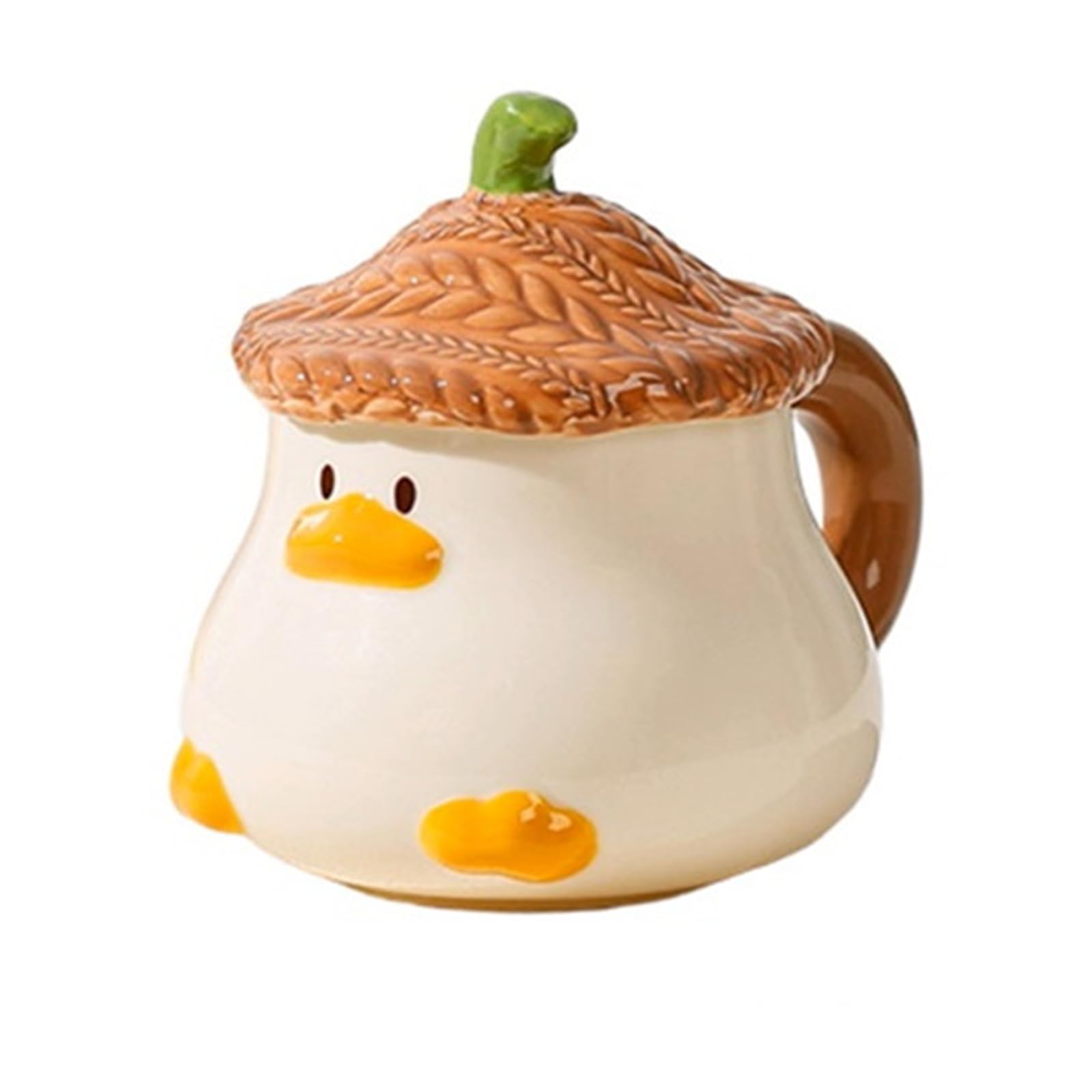 Coffee Mug Cups Ceramic Tea Cup Duck Animal Shaped Handmade Pottery Cute Mugs With Textured Lid Handle Office Home Hot Ice Choco
