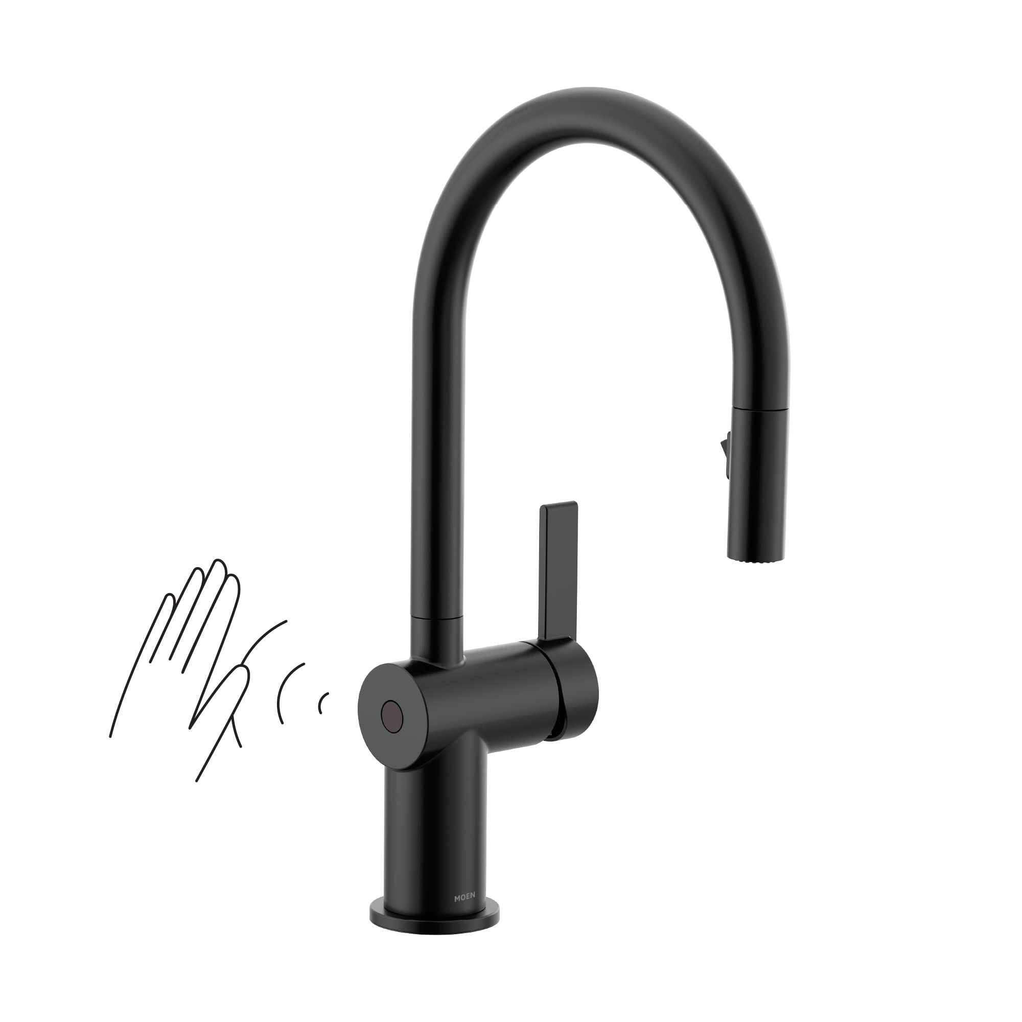 Moen 7622EWBL CIA Motionsense Wave Sensor Touchless One Handle Pulldown Kitchen Faucet Featuring Power Clean, Matte Black