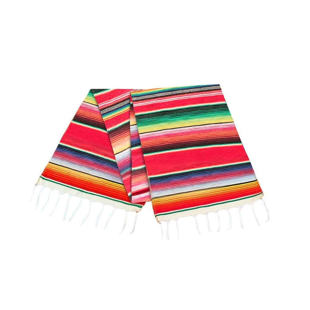 Mexican Table Runner 14 X 84 Inch Mexican Serape Table Runner For Mexican Party Wedding Decorations, Fringe Cotton Table Runner