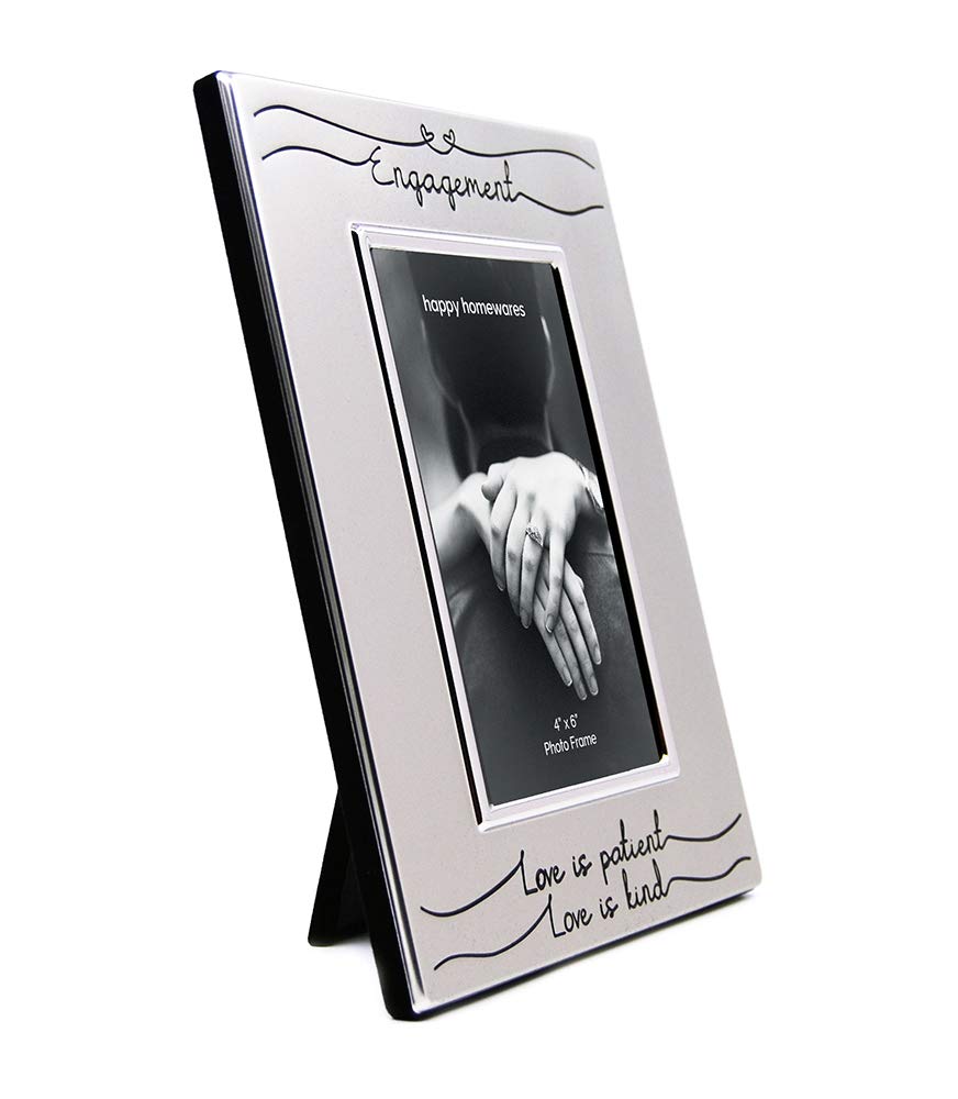 Haysom Interiors Beautiful Two Tone Silver Plated Engagement 4 x 6 Picture Frame with Black Velvet | Unique and Thoughtful Gift