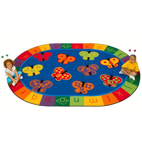 Carpets for Kids 3507 KIDSoft 123 ABC Butterfly Fun Rug 8ft x 12ft Oval