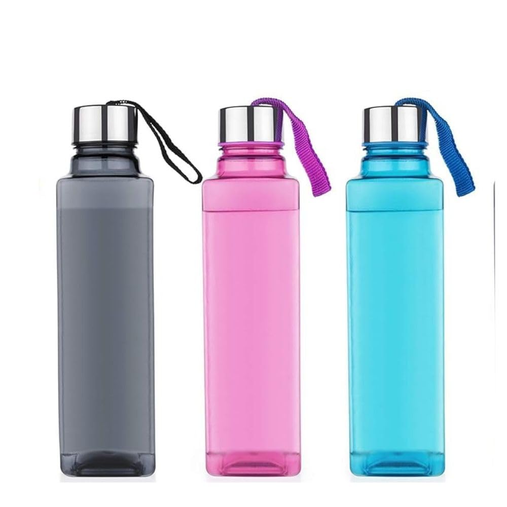 Csi International Plastic Square Water Bottle 1000Ml - Pack Of 3 | Leak-Proof Unbreakable Fridge Water Bottle For Office, Gym, H