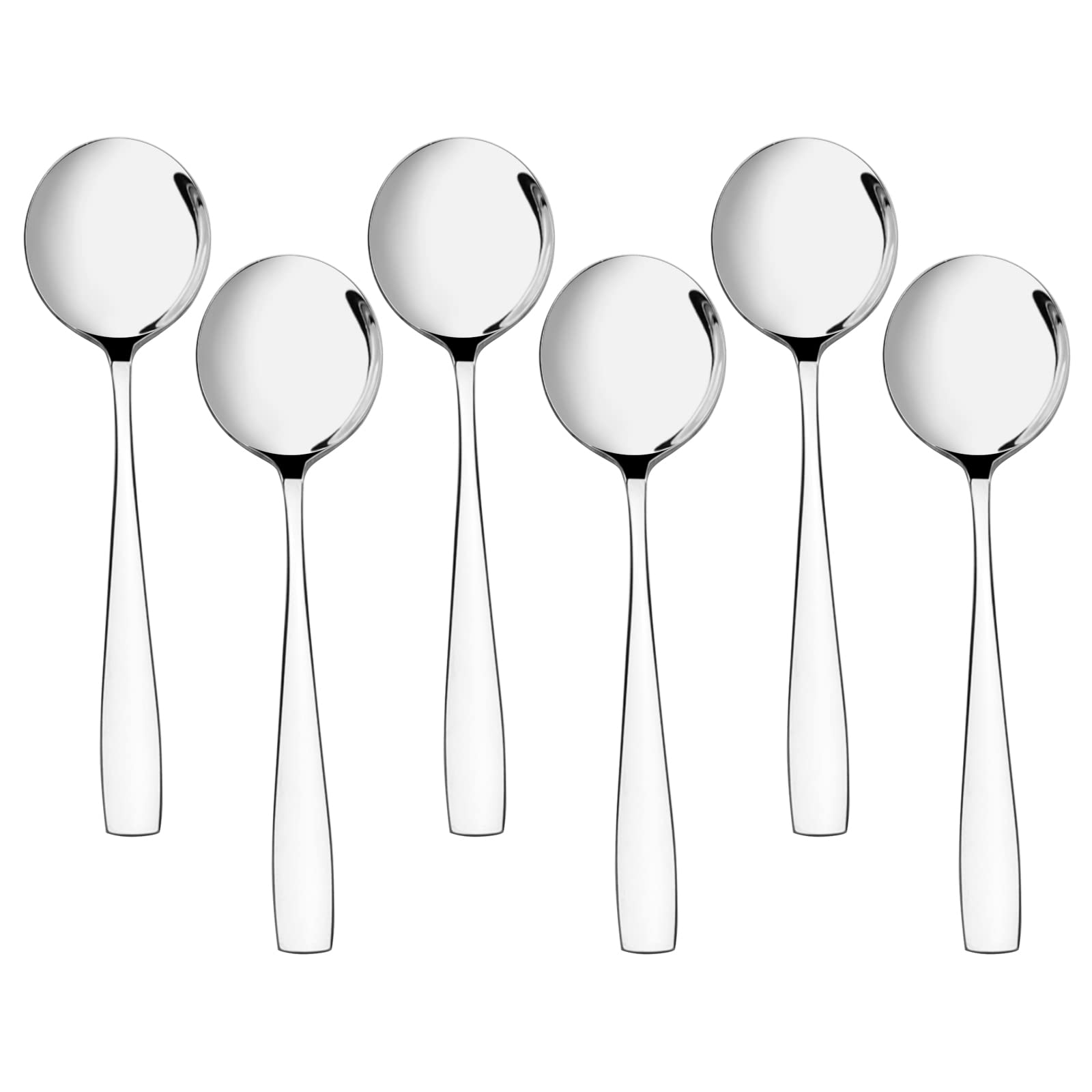 Anbers Stainless Steel Round Soup Spoons, 12 Pieces Round Bouillon Spoon