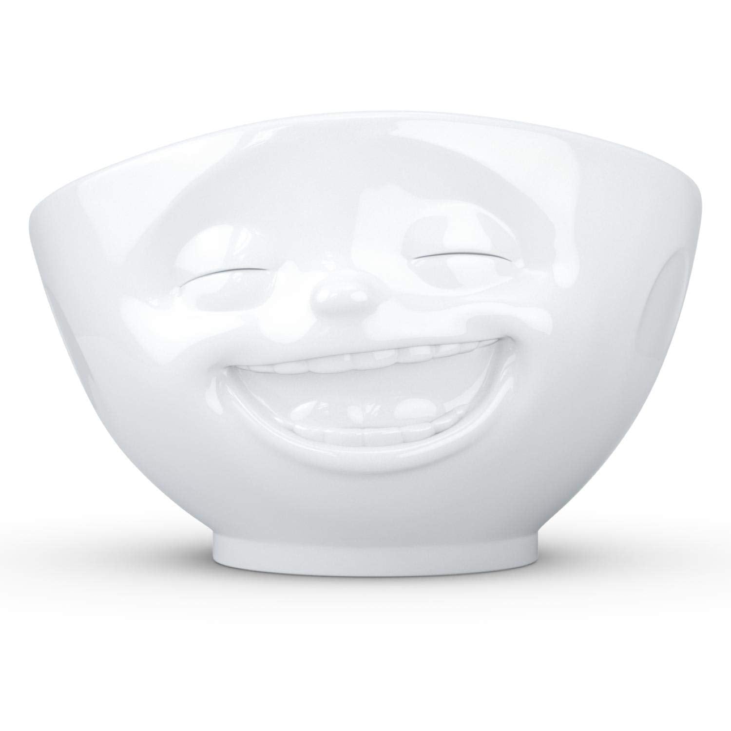 Fiftyeight Products Tassen Porcelain Bowl, Laughing Face Edition, 16 Oz. White, (Single Bowl) For Serving Cereal, Soup