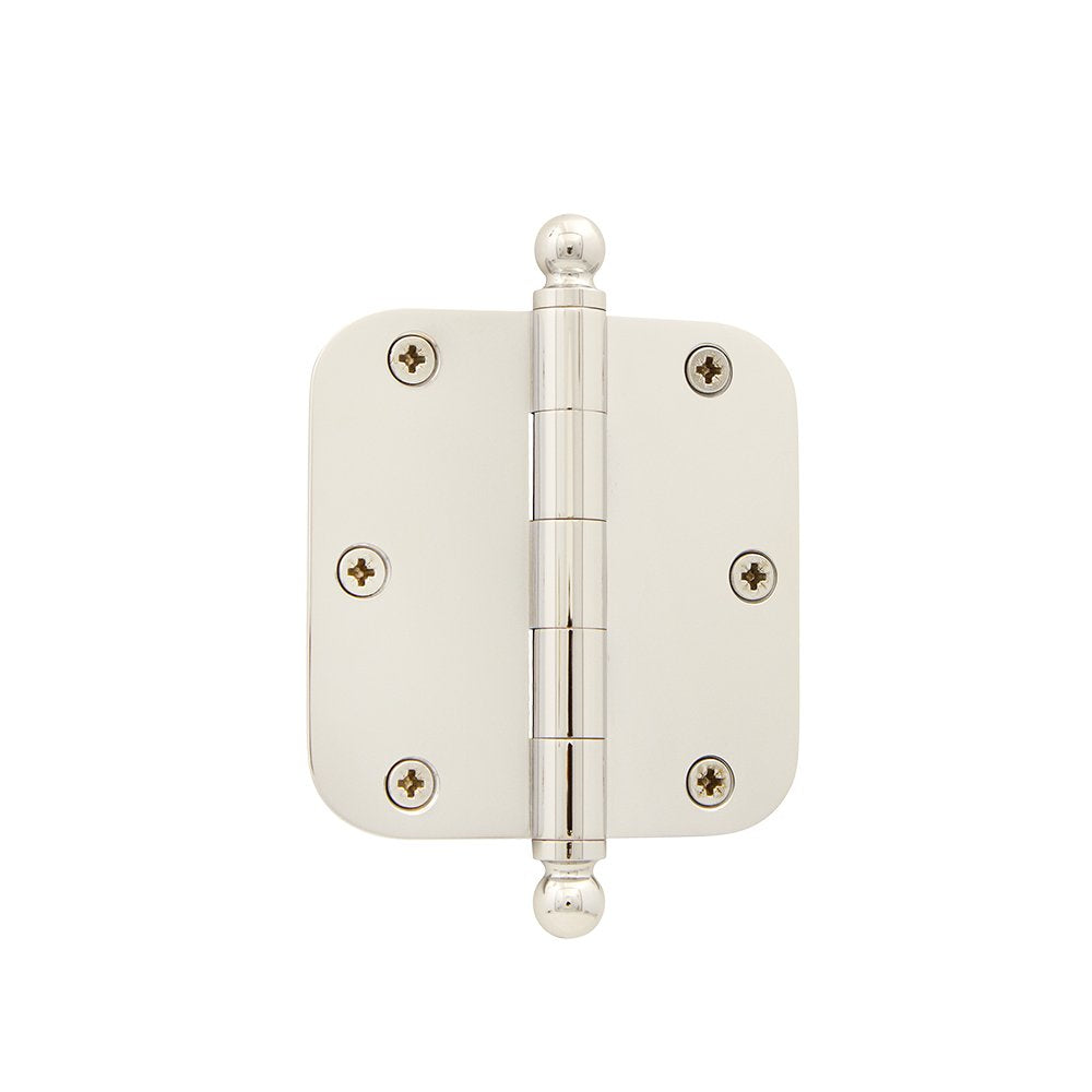 Grandeur Hardware 809722 3.5 Ball Tip Residential Hinge with 5/8 Radius Corners, 3.5 x 3.5, Polished Nickel