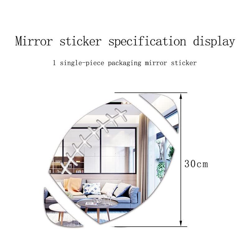 ODOTTAA Cute Acrylic Mirror Sticker Decal - Football Design, 30cm, Multi Color, Perfect for Home Decor