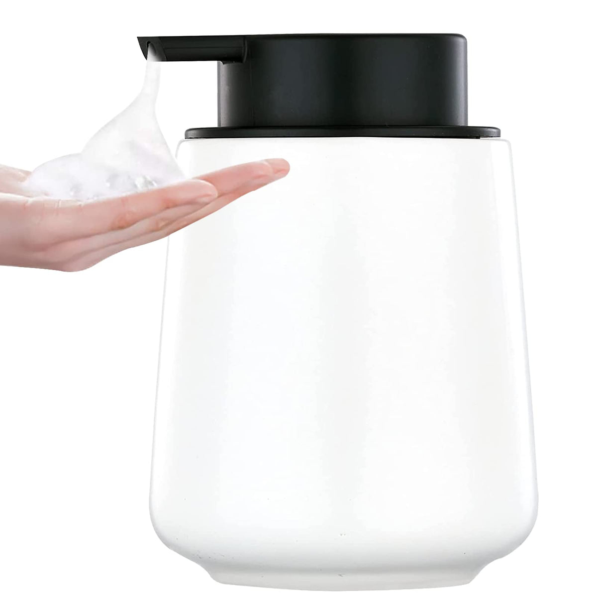 12Oz Foaming Hand Soap Dispenser - White Foam Soap Dispenser Bathroom With Easy-To-Press Pump, Modern Refillable Liquid Lotion H