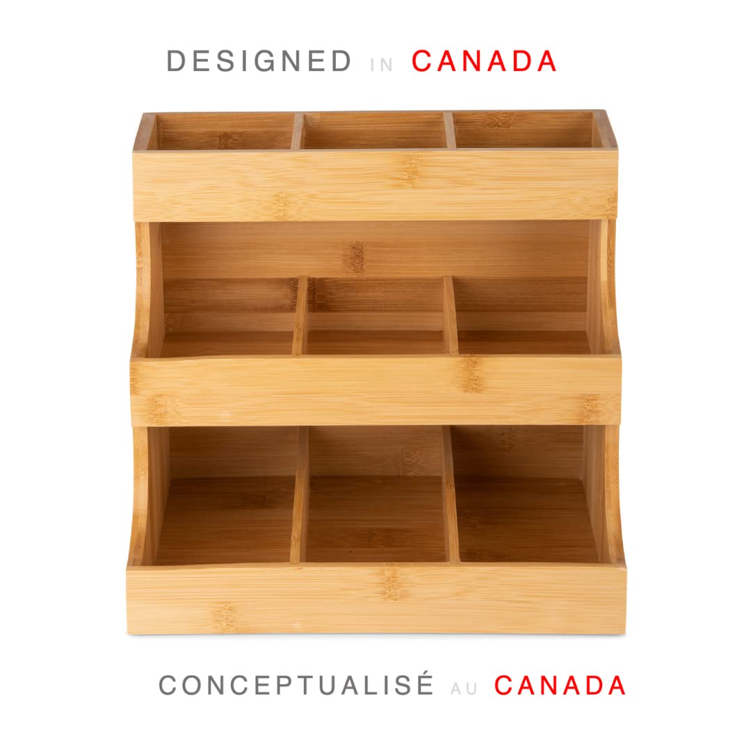 Theodore Vertical Tea Bag Organizer - Bamboo Tea Bag Holder. Holds 180 Tea Bags.Elegant And Practical Wooden Tea Box For Tea Sto