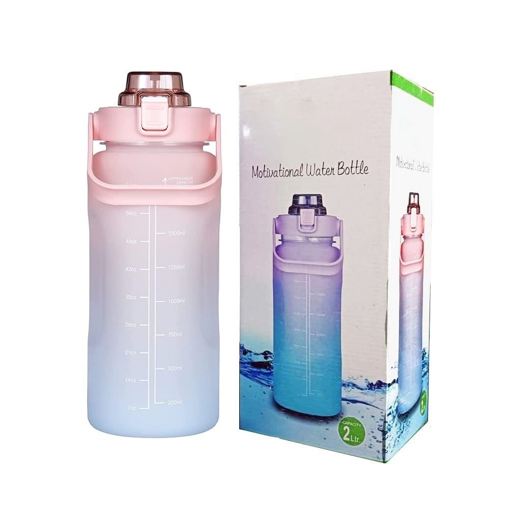 VDNSI Sipper Water Bottle 2 Liter with Motivational Time Marker Water bottle for office ,Water bottle for gym Non Toxic Gallon W