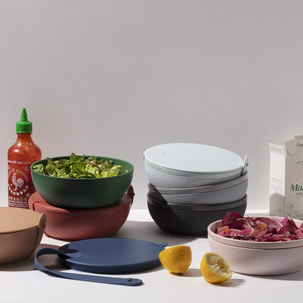 W&P Porter Ceramic Bowl Lunch Container, 1L, Charcoal, BPA-Free, Snap-tight Lid & Silicone Strap