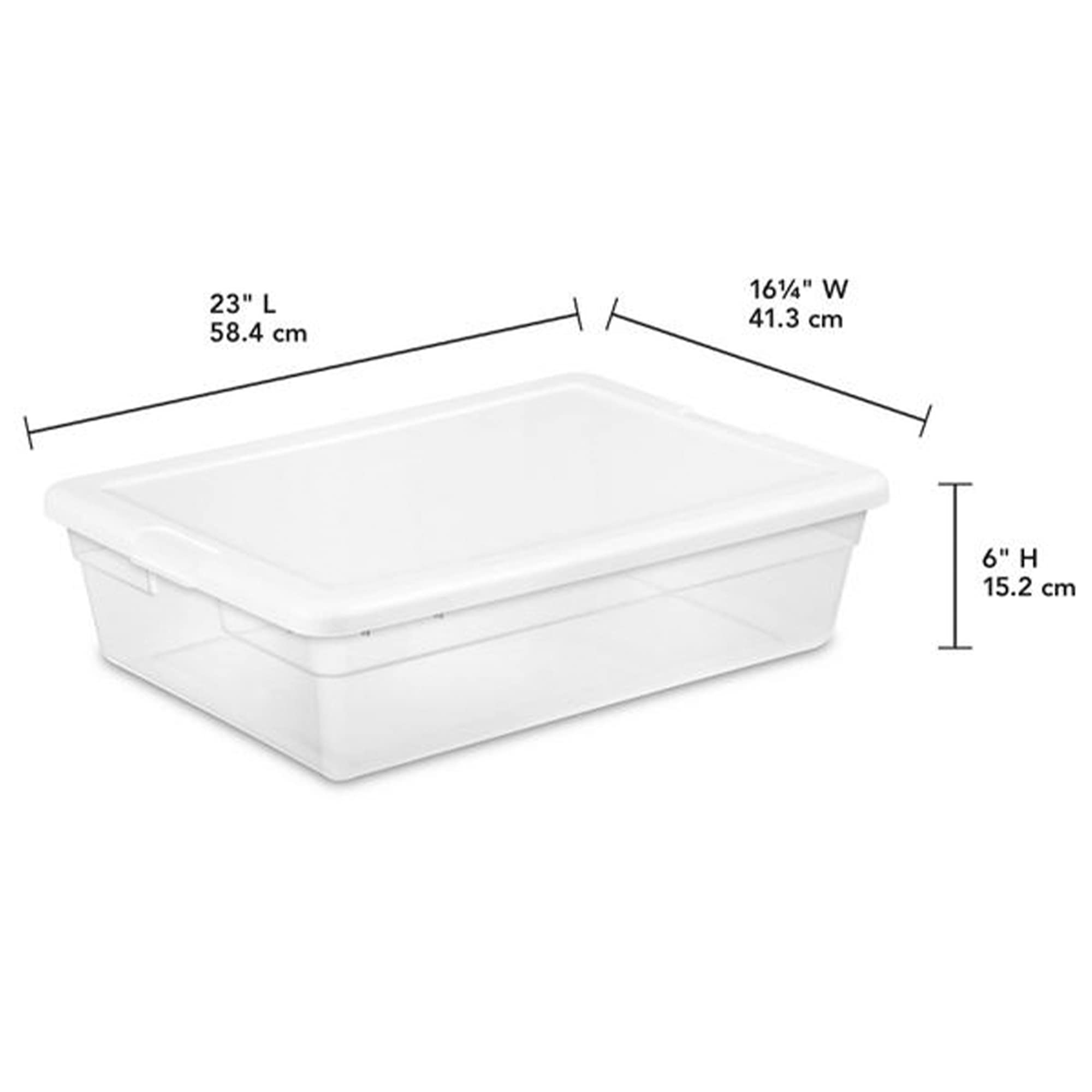 Sterilite 28 Quart Storage Box With Lid, Clear Plastic Container For Organizing And Storing Items Underbed In Bedroom, Stackable
