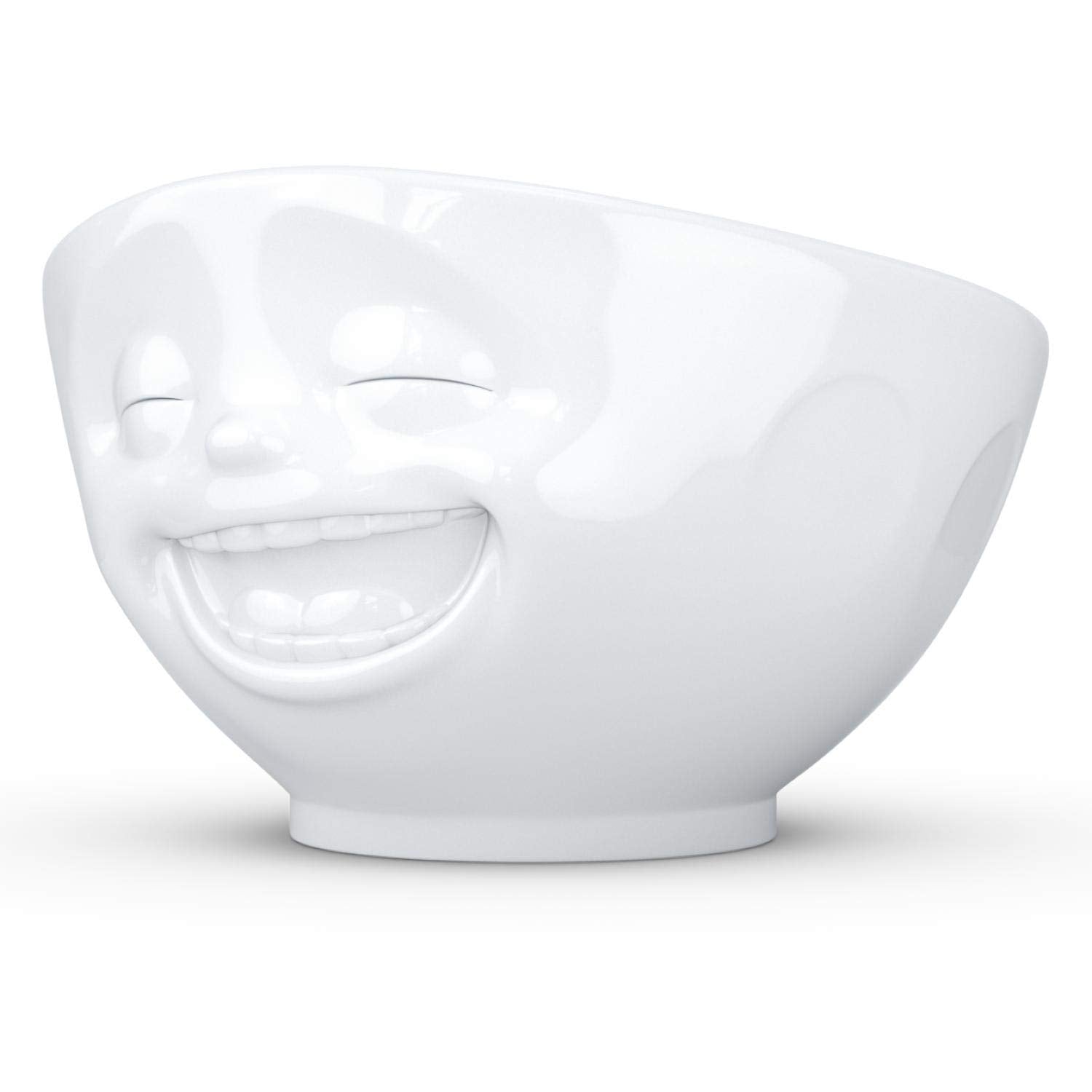 Fiftyeight Products Tassen Porcelain Bowl, Laughing Face Edition, 16 Oz. White, (Single Bowl) For Serving Cereal, Soup