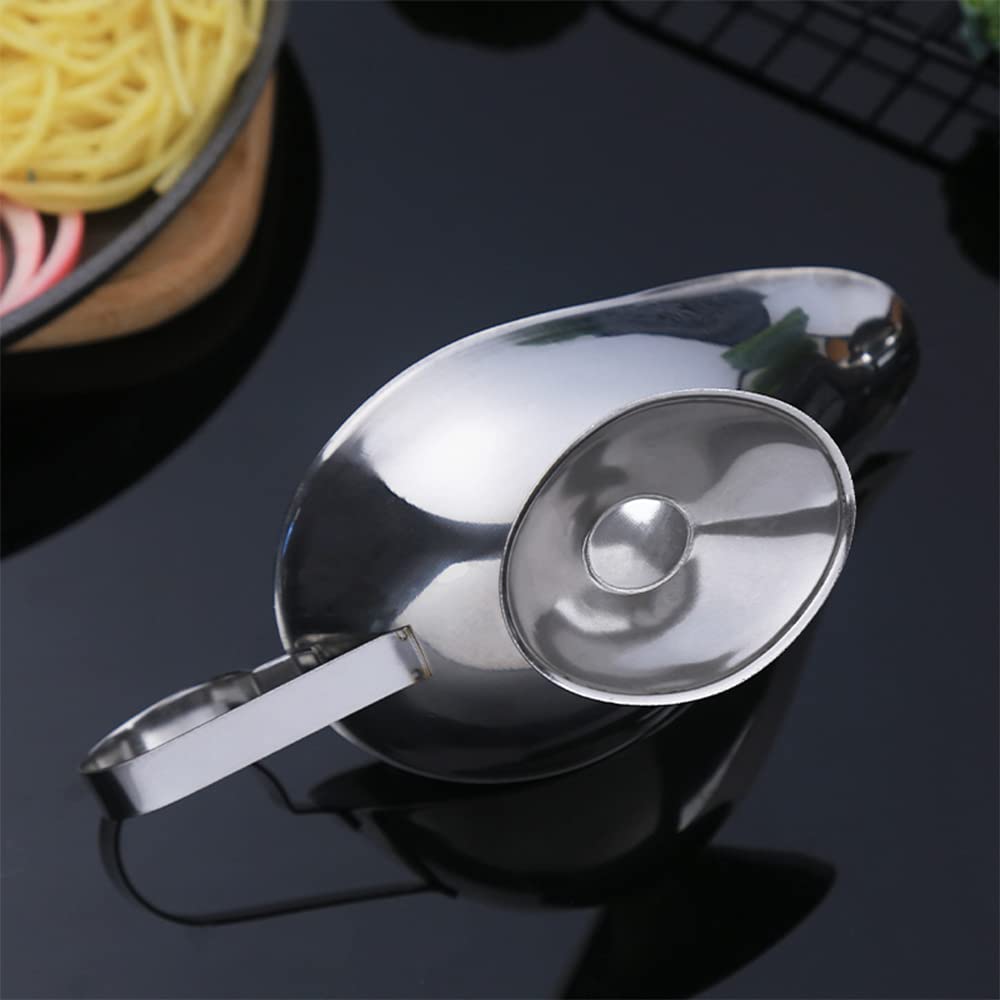 Stainless Steel Gravy Boat Roasting Sauce Dish Dispenser With Tray For Sauces For Thick Sauces Salad Dressings For Home Cafe Res