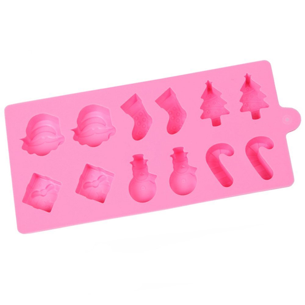 Megrocle 2 Pack 12-Cavity Christmas Silicone Candy Molds, Jelly Mold, Chocolate Mold And Ice Cube Trays - Reusable And Non-Stick