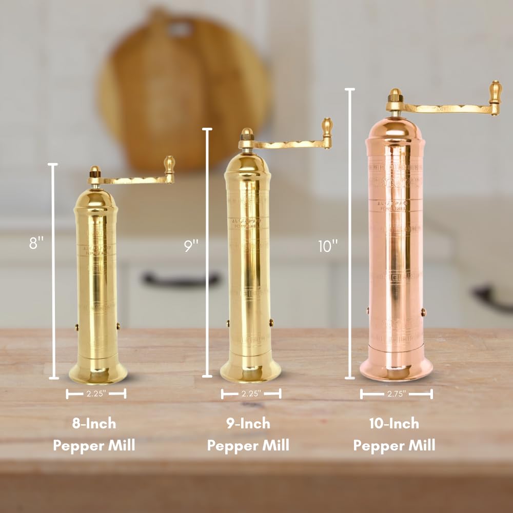 Alexander Home The Original European Salt and Pepper Mill (Brass  10-Inch Pepper)