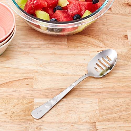 Mercer Culinary 18-8 Stainless Steel Plating Spoon With Slotted Bowl, 7-7/8 Inch,Silver