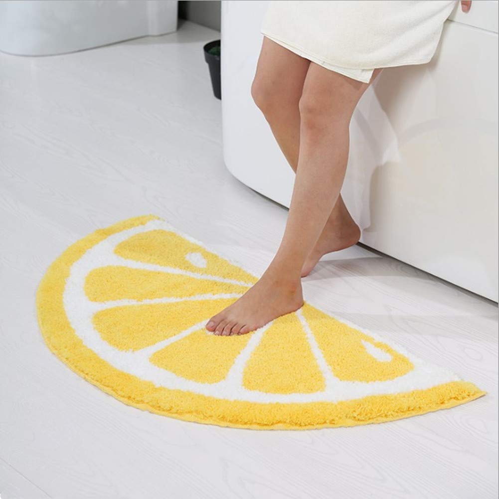 Ukeler Home Entrance Rug Half Round Yellow White Door Mat Dirt Trapping Rugs Non Slip Absorbent Bath Rugs Bathtub Mat For Kids,