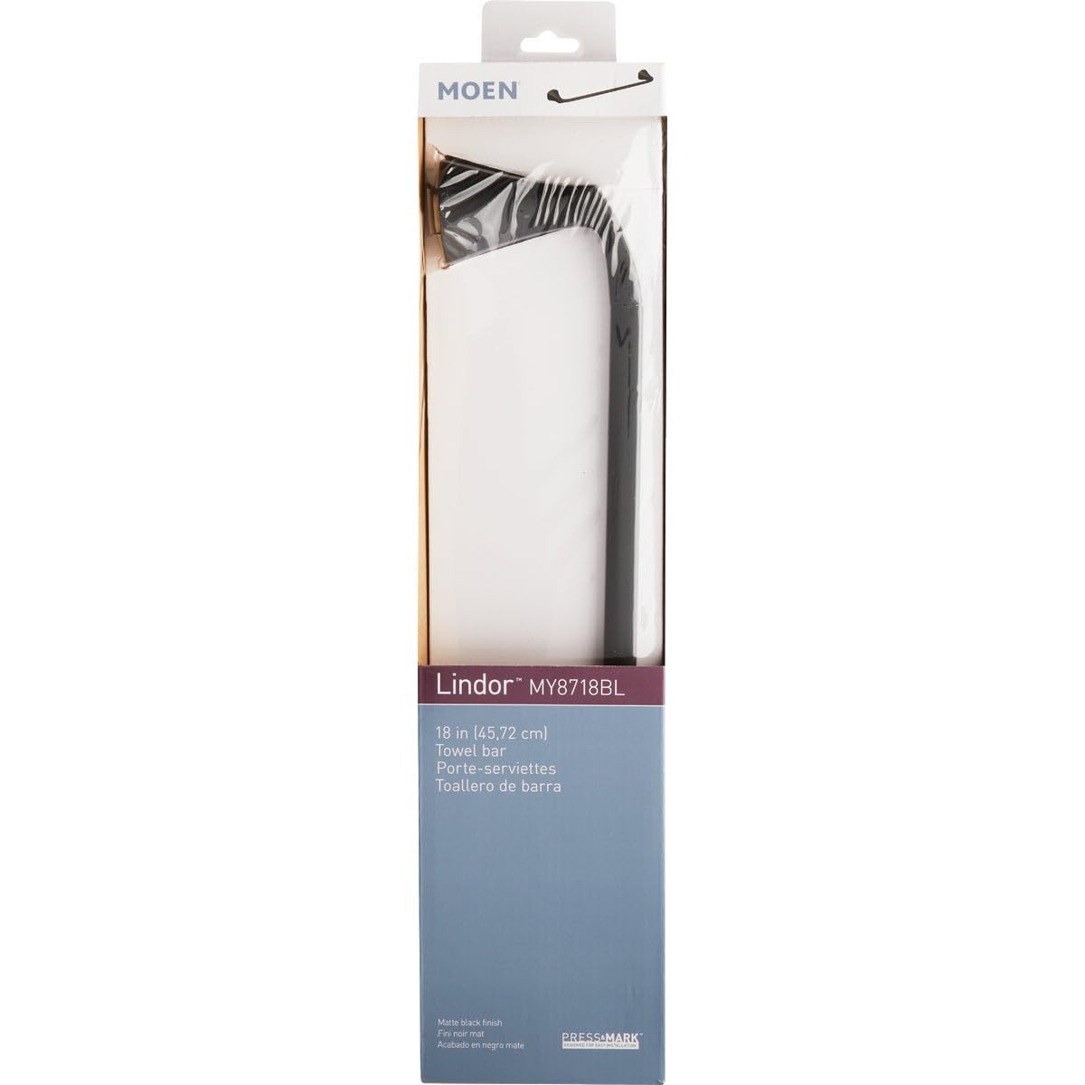 Moen My8718Bl Lindor Matte Black 18'' Towel Bar Matte Black