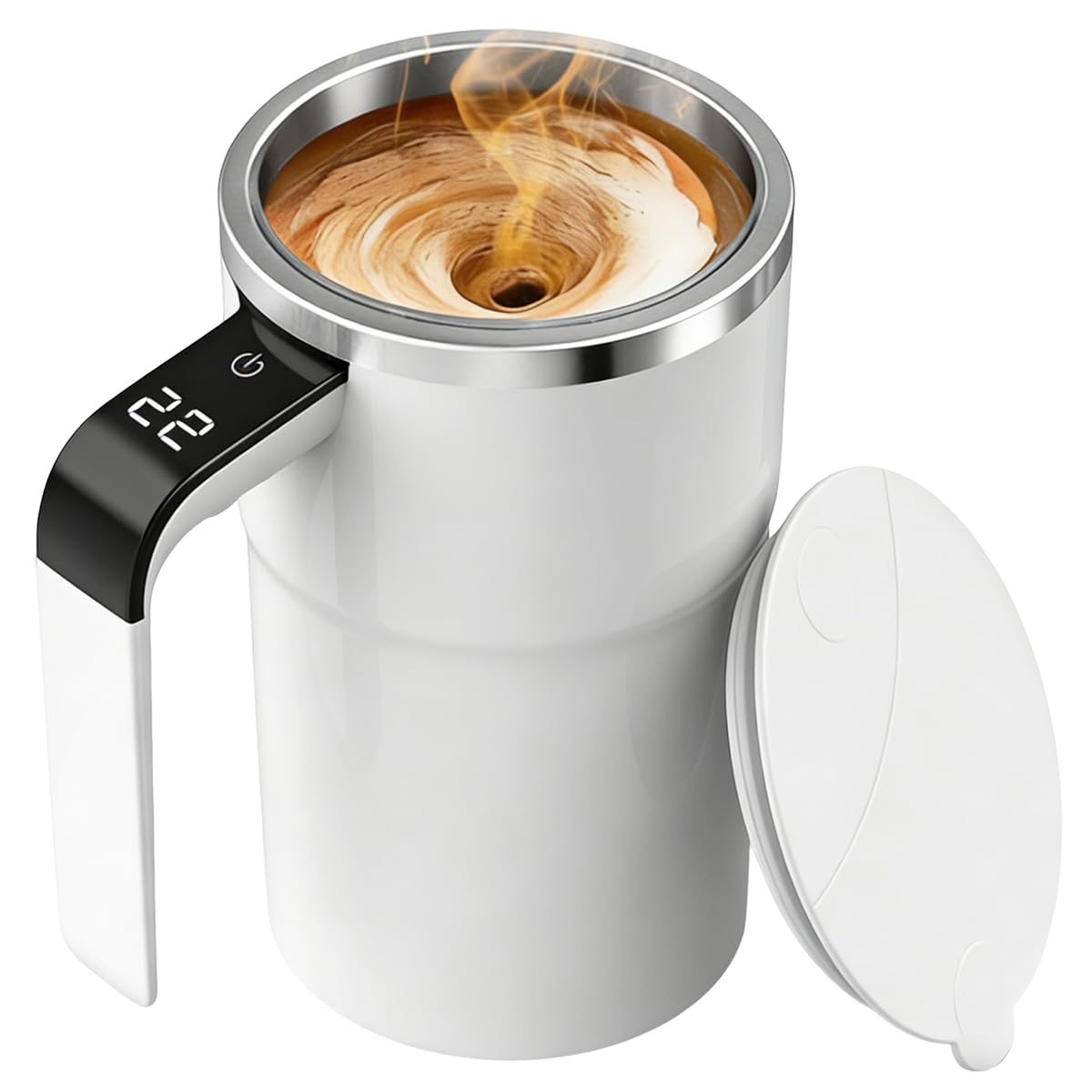 Self Stirring Coffee Mug, Electric Auto Mixing Cup for Coffee & Protein Shakes, Rechargeable, 13 oz White, Perfect for Office & 