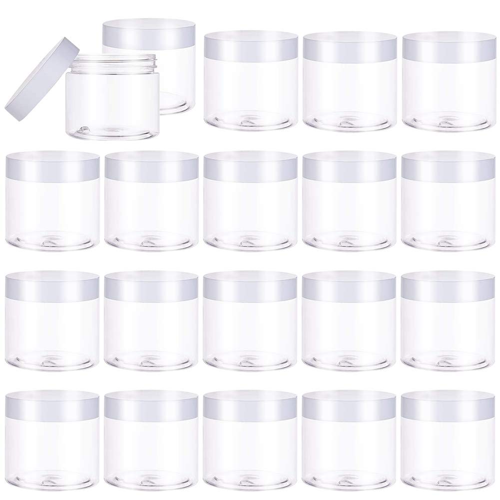 20 Pcs 2Oz Plastic Empty Jars With Lids(White),Wide-Mouth Refillable Storage Containers For Cosmetics,Empty Storage Container Fo