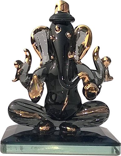 Somil God Ganesh Attractive Both Side Blessing Statue (Murti) Idol Shopiece Handmade of Crystal Glass for Worship, Decoration, C