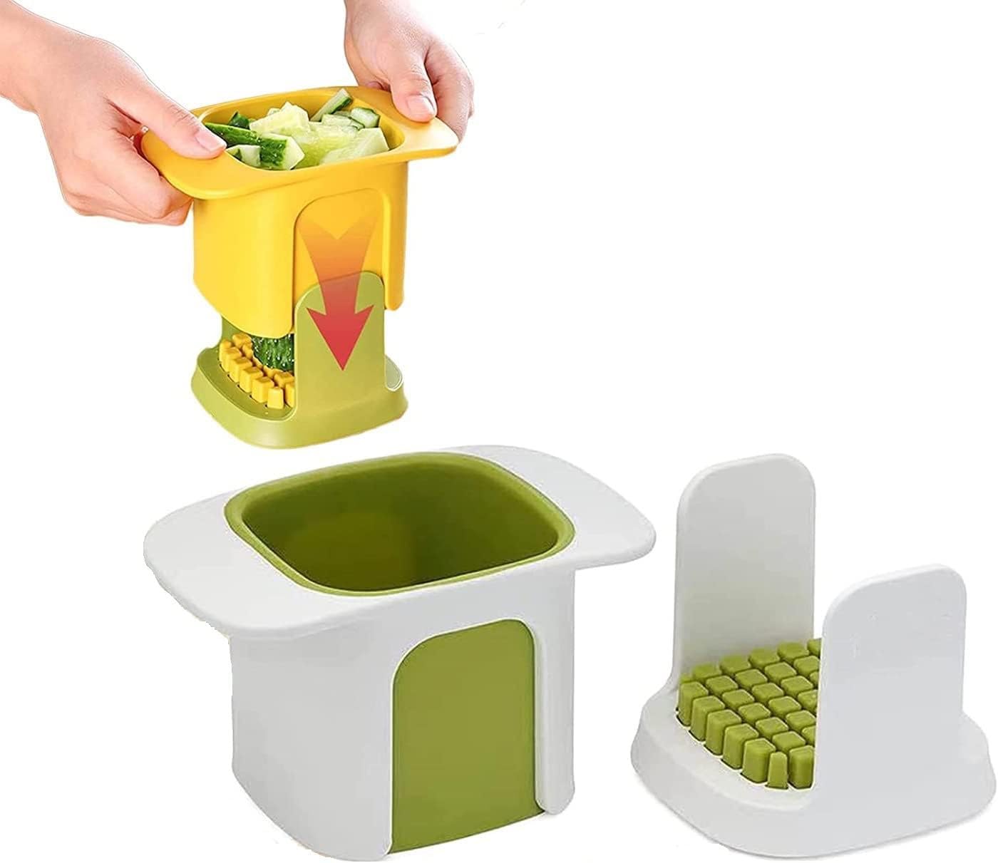 Jukmen 2In1 Vegetable Cutter Hand Pressure Vegetable Chopper Dicing & Slitting Food Chopper Cutter MultiFunctional Quickly Di