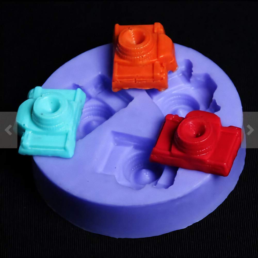 Mini Size 3 Cavity Camera Shaped Fondant Mold Sugar Craft Gum Paste Mold Cake Cupcake Decorating Tool Epoxy Resin Polymer Clay M