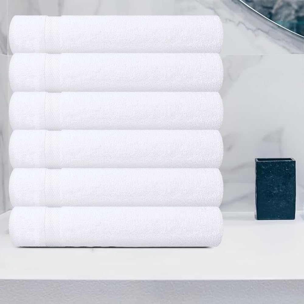 Wealuxe White Hand Towels For Bathroom [12 Pack] Cotton Hand Towel Bulk For Gym, Kitchen And Spa, 16X27 Inches Soft Highly Absor