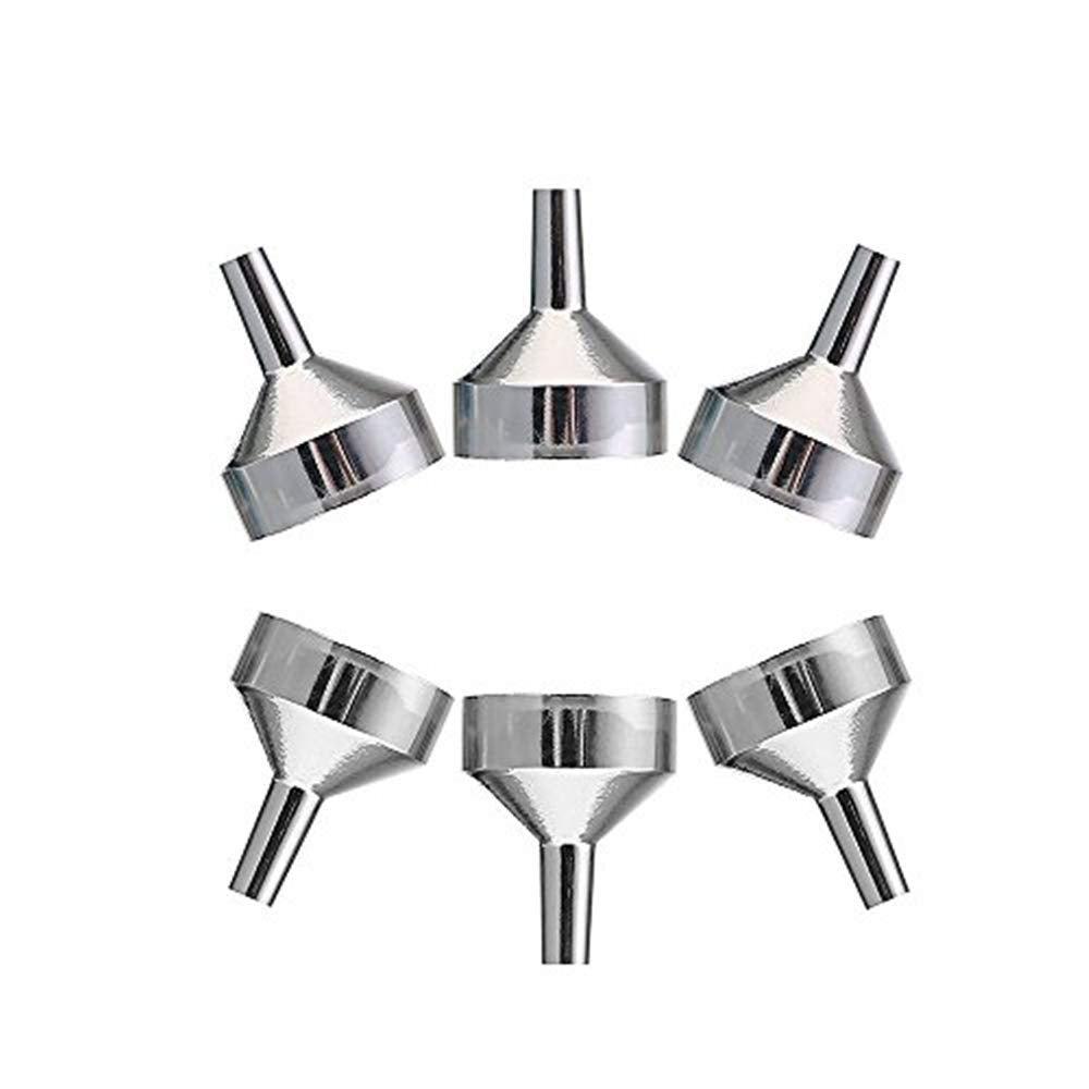 OZXCHIXU Silver Aluminum Funnels - 6 Mini Bottles Filling Tools, Compact Size, Durable Design