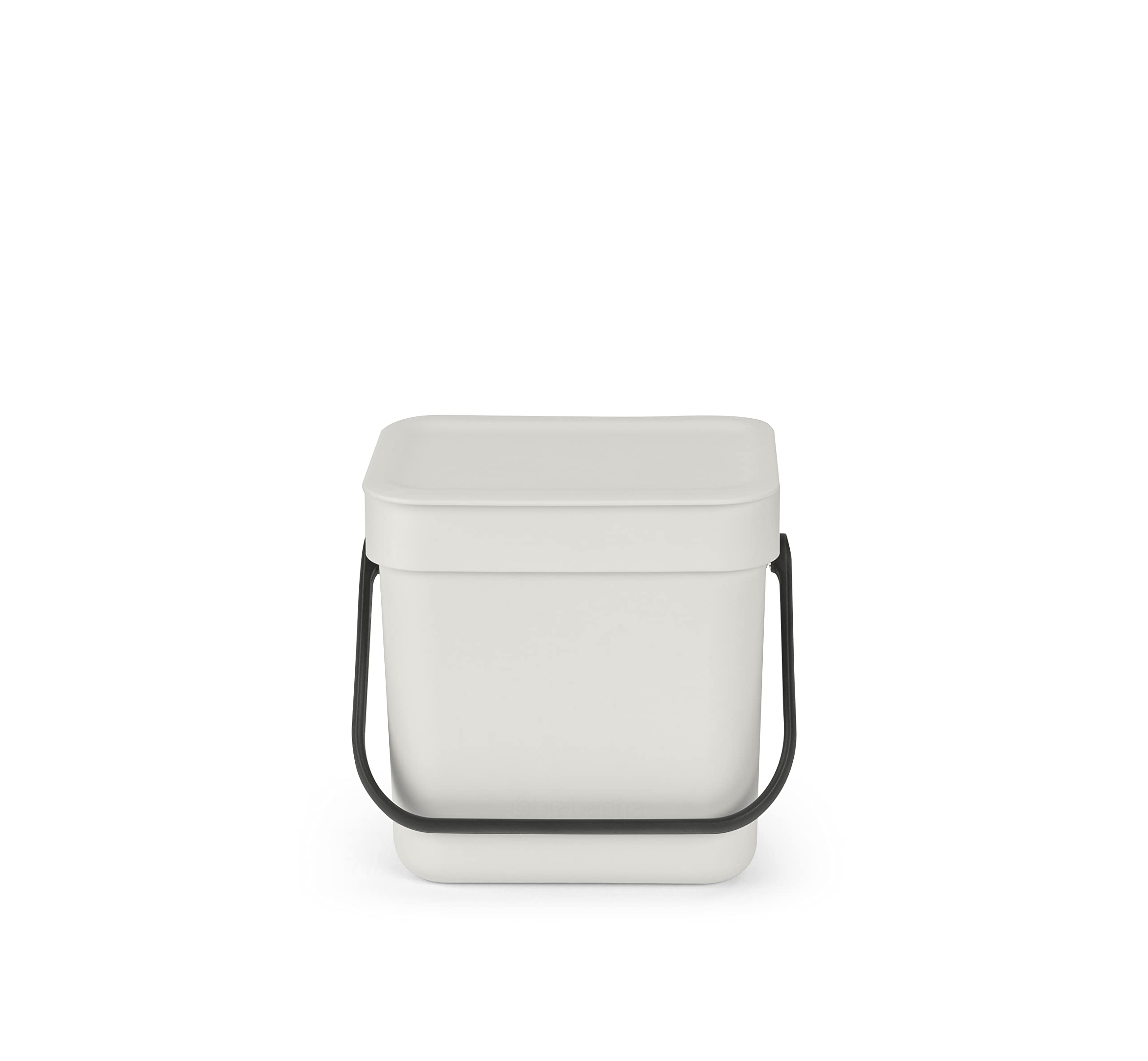 Brabantia Sort & Go Food Trash Can (08 Gallight Gray) Small Countertop Kitchen Compost Caddy With Handle & Removable Lid, Easy C