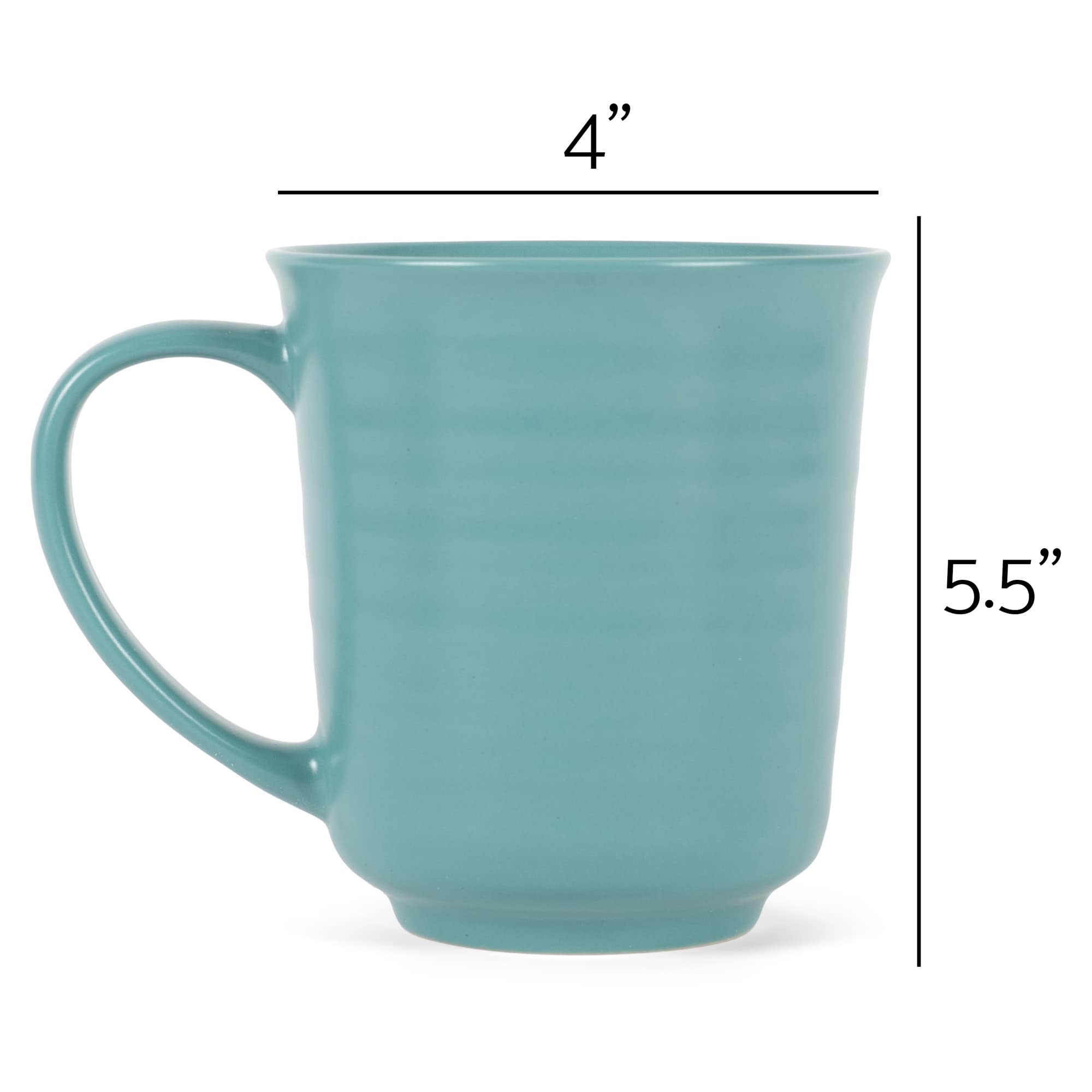 Elanze Designs Turquoise Matte Glaze Finish 17 Ounce Stoneware Coffee Cup Mugs Set Of 4