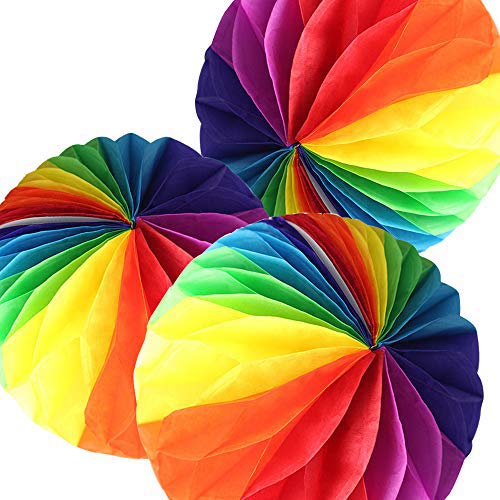 Binpeng Paper Fan For Decorations Paper Honeycomb Tissue Balls For Party Decoration Set Of 3 Blue Paper Honeycomb Tissue Fans Fo