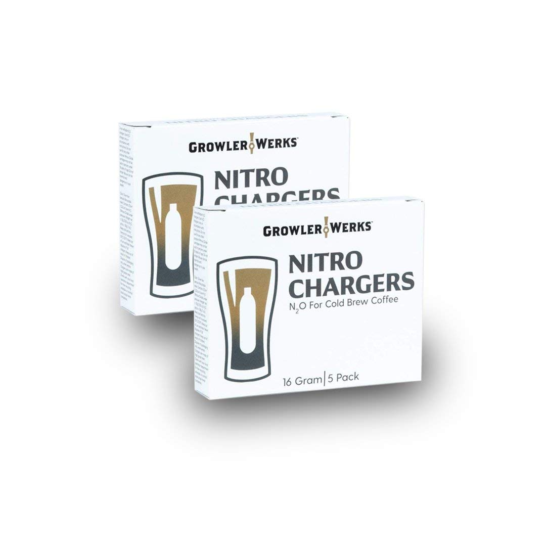 Growlerwerks Nitro N2O Chargers, 10-Pack, Silver