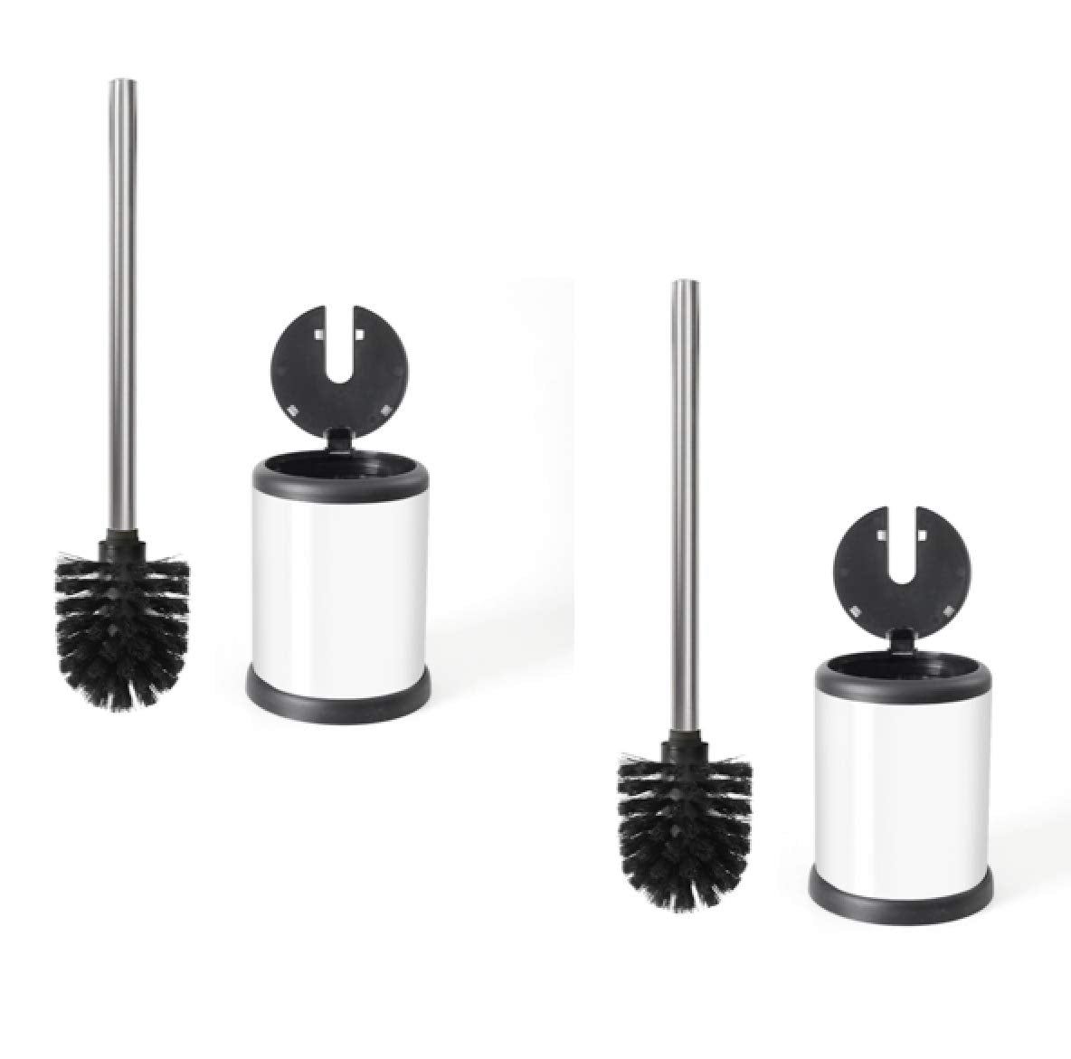 Toilettree Products Toilet Brush With Lid (White 2 Pack)