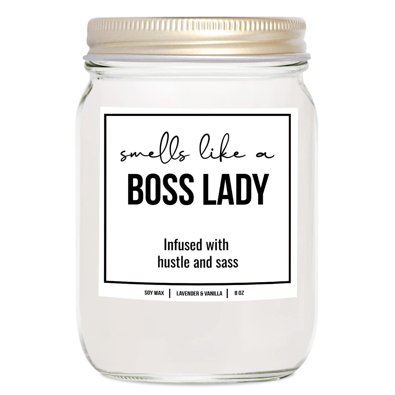 YouNique Designs Boss Lady Candle, 8 Ounces, Boss Lady Candles for Women, Boss Candle, Boss Bade, White All Natural Soy Vegan Ar