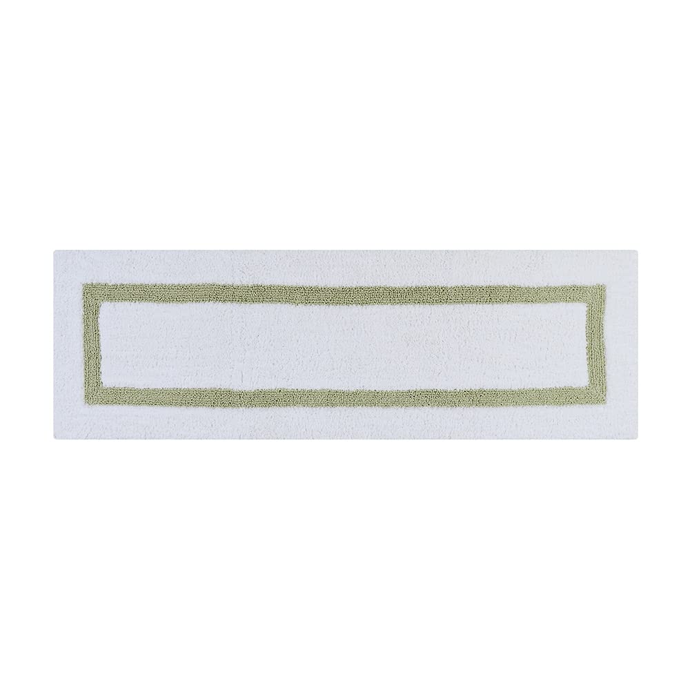 Better Trends 100% Cotton Hotel Collection Bath Mats  White & Sage Bath Mat - Tufted  Reversible & Absorbent & Machine Washable Bath Mats Runner for Tub  Shower  and Bath Room  20'' x 60''