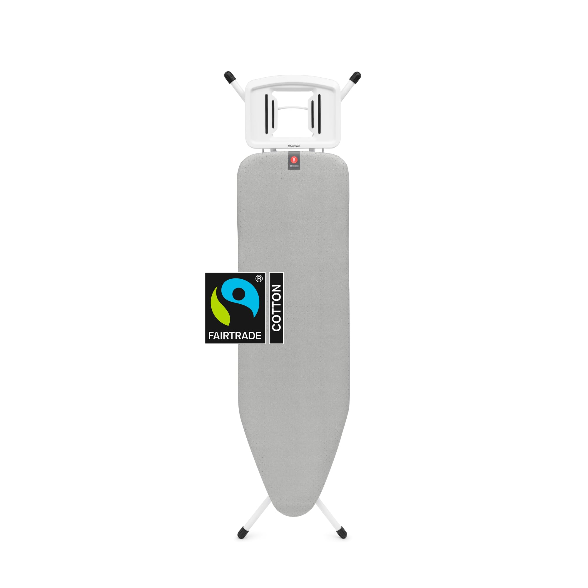 Brabantia Comfort Ironing Board with Solid Steam Iron Rest | Medium (Size B) | Fairtrade Metalized Cover | Adjustable Height (27