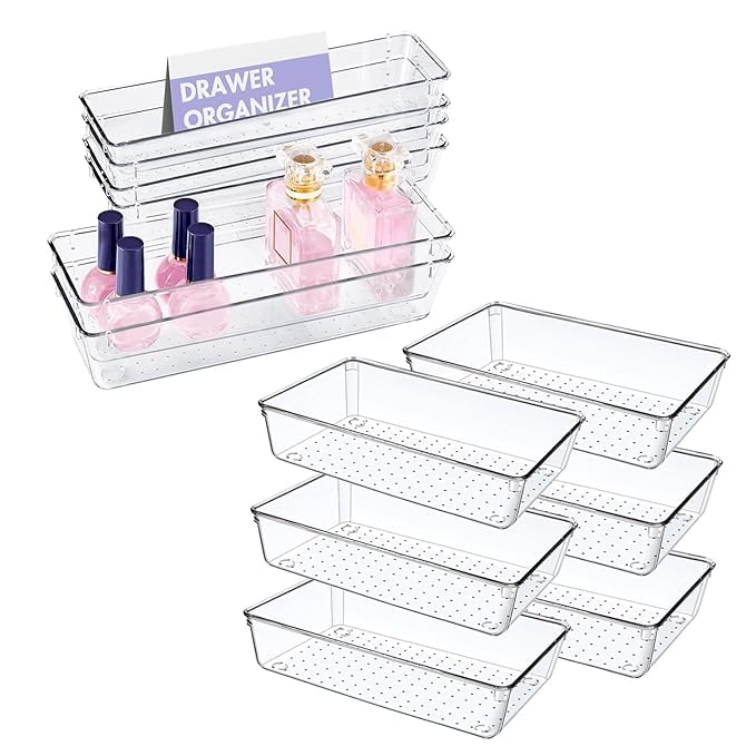 Storage Bins For Bathroom, Drawer Organizers Trays Set, Vanity, Kitchen, Office, Organizer For Bedroom Dresser Makeup Kitchen Ut