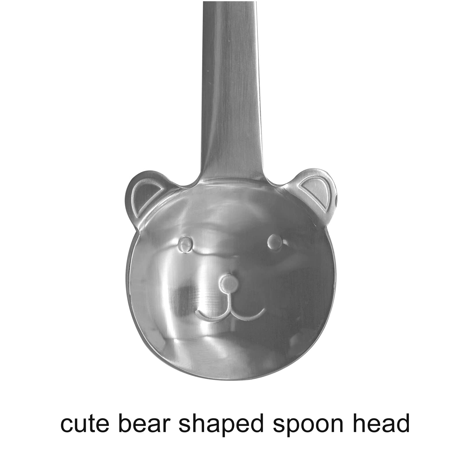 Pinenjoy 4Pcs Bear Short Handle Spoon Cute Animal Soup Spoon 410 Stainless Steel Little Serving Spoon For Scoop Coffee Tea Rice