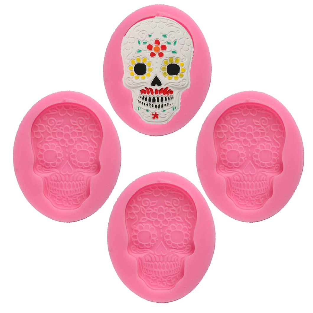 Cestony 4Pcs Halloween Skulls Silicone Molds , Chocolate Candy Fondant Mold Halloween Party For Sugar Craft Cake Decoration Ice