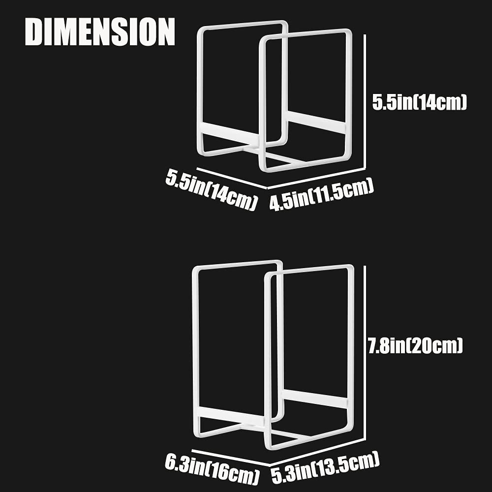 Mingfanity 2Pcs Plate Holders Organizer, Metal Dish Storage Dying Display Rack For Cabinet, Counter And Cupboard - White, Small