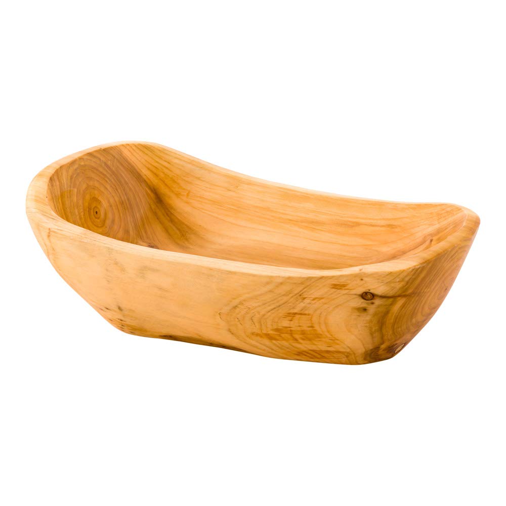 Restaurantware Nature Tek 13.5 X 7.75 X 4.5 Inch Fruit Bowl 1 Handmade Oblong Bowl - Oval Shape Shatterproof Natural Wood Fruit