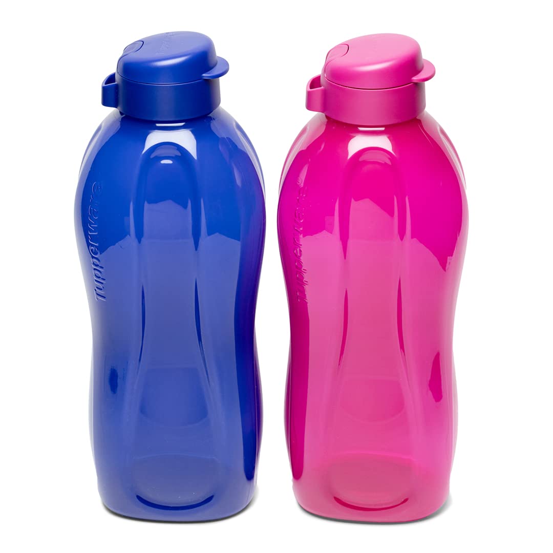 Tupperware 2 X Aquasafe 2 Litre Plastic Bottles With Flip Top
