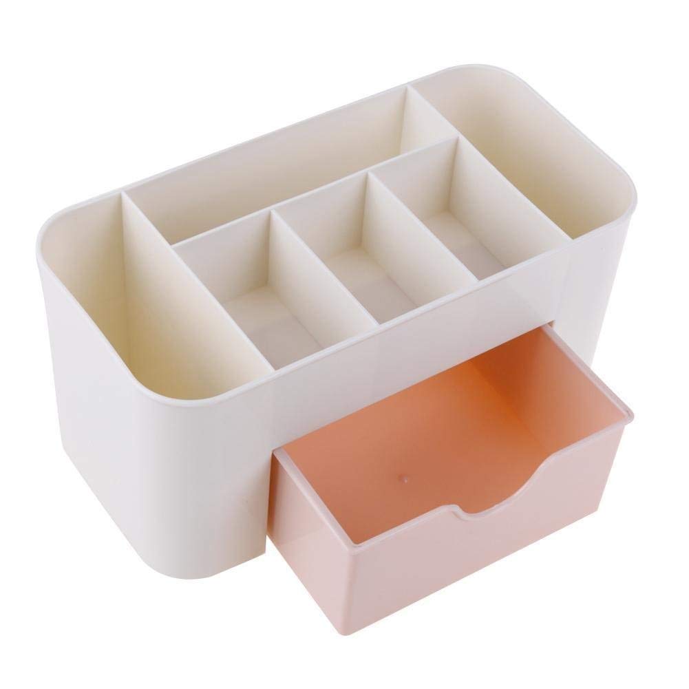 Nvf MultiFunctional 7 Compartment Plastic Cosmetic Makeup Jewelry Storage Box Desk Organizer With Drawer (Multi Color)