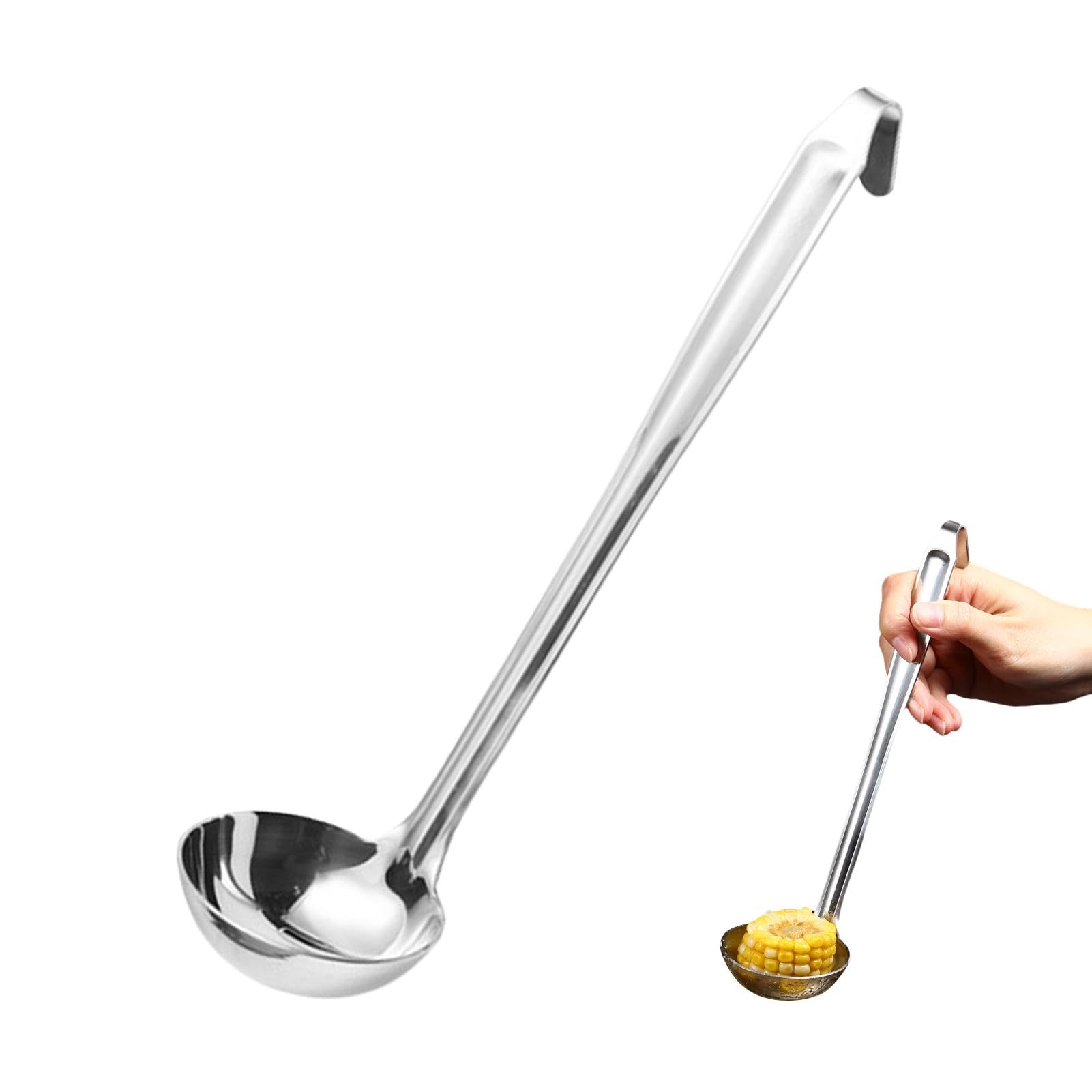 Soup Ladle with Rest Hook, StainlessSteel 10.04Inch MirrorPolished Serving Spoon for Soup Stew Sauce,DishwasherSafe Kitchen 