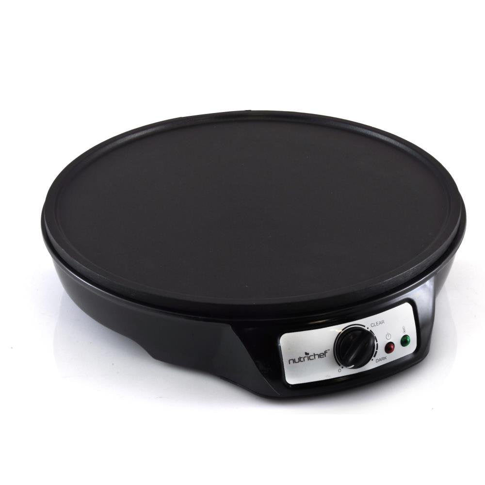 Electric Crepe Maker Pan & Griddle - 12 Inch Nonstick Cooktop - LED Indicators & Adjustable Temperature Control - Includes Spatula  Batter Spreader - Cooks Crepes  Roti & Pancakes